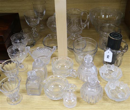 A collection of 19th century and later cut, plain and engraved glassware,